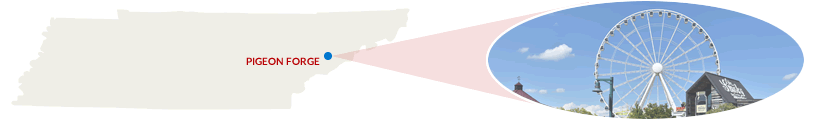 Where is Pigeon Forge in Tennessee? graphic